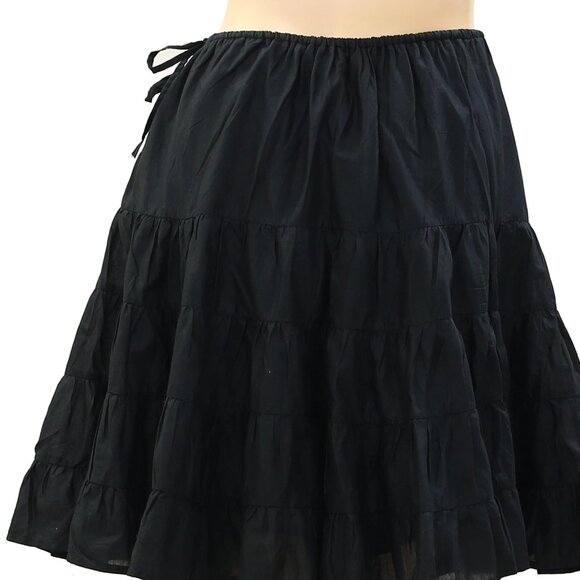 Merlette NYC Ruffle-Detailing Cotton Mini Skirt Tiered Black Resort L NEW 282726 - Picture 7 of 7